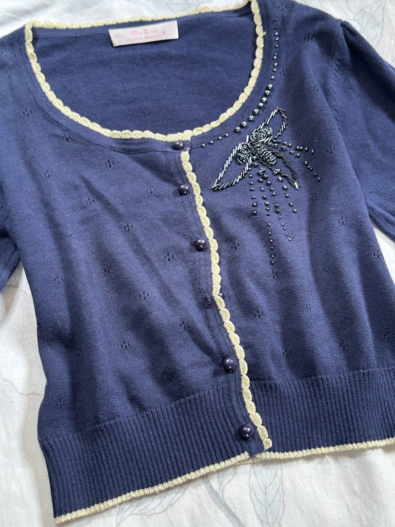 Navy Blue Beaded Top (Category: Longsleeves) located in Manila. Submitted by velaiyara (Listing ID 1462207895, Image 3). Description: xs-small good condition .