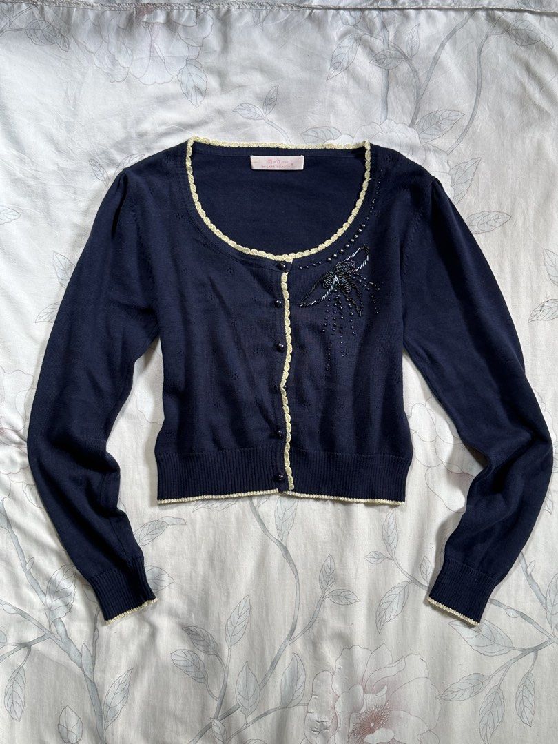 Navy Blue Beaded Top (Category: Longsleeves) located in Manila. Submitted by velaiyara (Listing ID 1462207895, Image 1). Description: xs-small good condition .