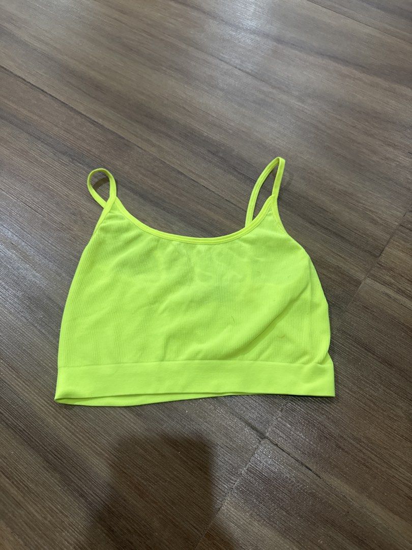 Neon Yellow Ribbed Crop Top (Category: Shirts) located in Makati City. Submitted by curatedclosetco (Listing ID 1462154902, Image 1). Description: - Bright neon yellow ribbed crop top - Features spaghetti straps - Stretchy material for a comfortable fit - Versatile for layering or wearing solo - Ideal for workouts or casual outfits or neon parties.