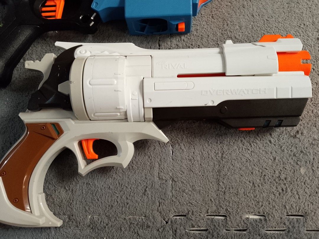 Nerf Rival XX-700 & Overwatch Reaper Blasters (Category: Action & Battle Toys) located in Manila. Submitted by anvicnicajeff (Listing ID 1462076671, Image 3). Description: -limited edition overwatch rival Set of two Nerf Rival blasters - Includes blue/orange XX-700 model - Includes white/black/orange Overwatch Reaper model - Ideal for collectors or for playing - Selling as a set -both for 1500.