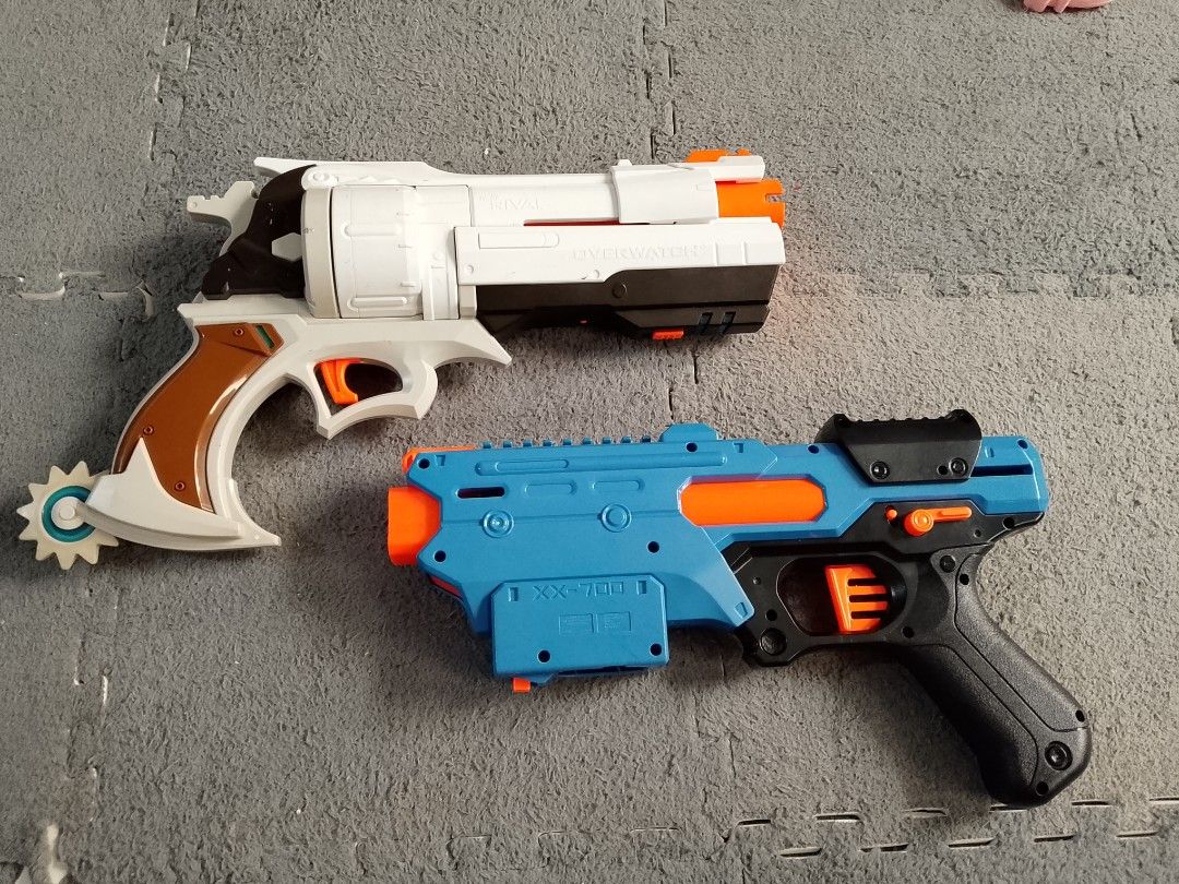 Nerf Rival XX-700 & Overwatch Reaper Blasters (Category: Action & Battle Toys) located in Manila. Submitted by anvicnicajeff (Listing ID 1462076671, Image 2). Description: -limited edition overwatch rival Set of two Nerf Rival blasters - Includes blue/orange XX-700 model - Includes white/black/orange Overwatch Reaper model - Ideal for collectors or for playing - Selling as a set -both for 1500.