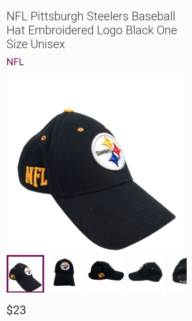 NFL PITTSBURGH STEELERS CAP (Category: Caps & Hats) located in Cabuyao City. Submitted by Bike_Clothing10 (Listing ID 1462046779, Image 1). Description: READ FIRST... FOR SALE: NFL STEELERS CAP Excellent Condition Good as New One Size PRICE: 750 + SF PICK UP OR SHIPPING ONLY LOC: Cabuyao Laguna -NO COD/COP- 📩PM FOR INQUIRIES -Thanks-.