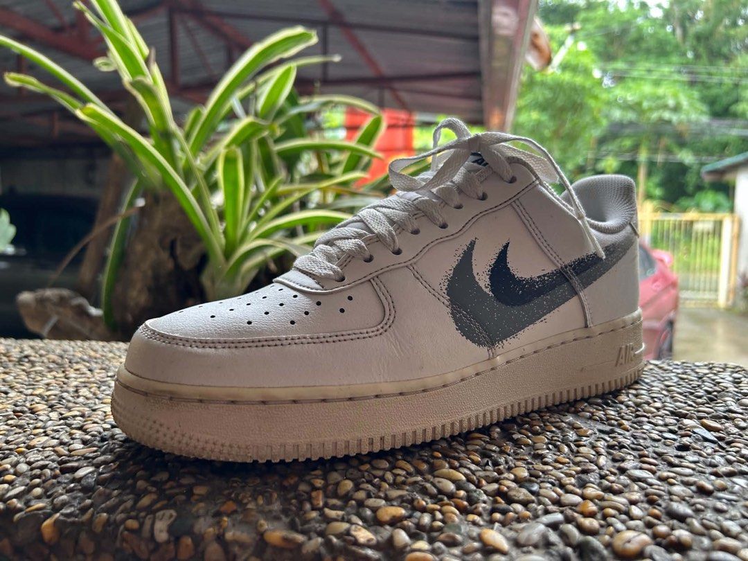 Nike Airforce 1 - Spray paint Swoosh (Category: Casual Shoes) located in Manila. Submitted by richmondb752 (Listing ID 1462183656, Image 3). Description: Lighty Used. Yellowing sole due to no longer use. All in all, good condition. Need deep clean. Bought from Footlocker Italy last 2023.