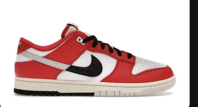 Nike Dunk Low Retro (Chicago Split) (Category: Sneakers) located in Quezon City. Submitted by andrewarr (Listing ID 1462261129, Image 1). Description: 💯Original - Classic Nike Dunks - Colorway: White, Red, Black - Silhouette: Low-top - Material: Leather upper - Features: Black laces, Black Swoosh - Sole: Cream midsole, Black outsole - Condition: Great for everyday wear - Size: 10 US Men.