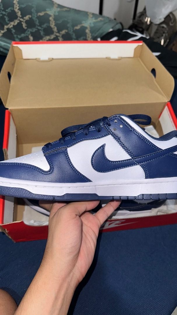 Nike Dunk Low Retro White Navy Men's Size 9.5 (Category: Sneakers) located in Pasig City. Submitted by patrickjae07 (Listing ID 1462116192, Image 3). Description: - Nike Dunk Low Retro - Colorway: White and Navy - Size: Men's US 9.5 - Includes original box - Classic and versatile design, perfect for daily wear.