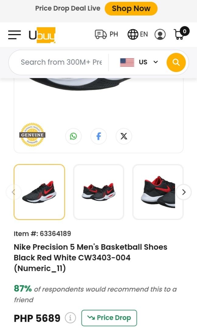 NIKE Precision 5 Bred Basketball Shoes (Category: Sneakers) located in Tanza. Submitted by takodachi23 (Listing ID 1462112202, Image 3). Description: NIKE Precision 5 Bred Brand New. No box, padala galing abroad. Replaced insole. .