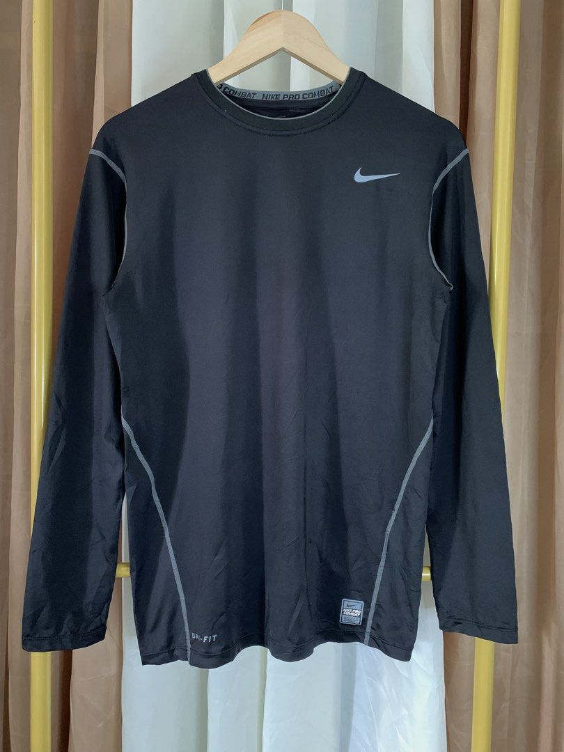 NIKE PRO COMBAT LONG SLEEVES SHIRT (Category: Activewear) located in Binalonan. Submitted by thrift_on2022 (Listing ID 1462182902, Image 1). Description: W - 19 (stretchable) L - 28 Excellent condition✅.
