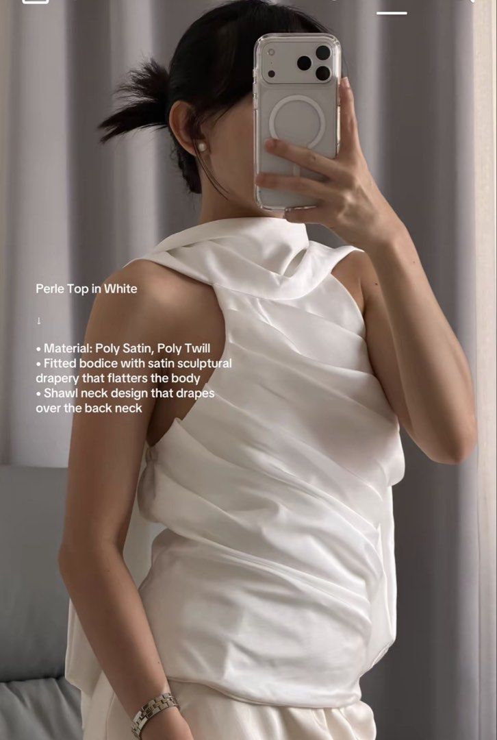 NINE STUDIO - PERLE TOP (Category: Sleeveless) located in Batangas. Submitted by nishiaoui_04 (Listing ID 1462149745, Image 3). Description: Condition: Good condition - Premium Quality 📌 No visible major stains or damage 📌 Actual item is shown in the photos 📌 Size Xs - Med 📌 Brand New (never been worn) 📌 Bought it from Vietnam 📌 Nine Studio Brand 📌 Bought it for 2,000 💌 Message me for measurements or additional photos! RFS: decluttering /