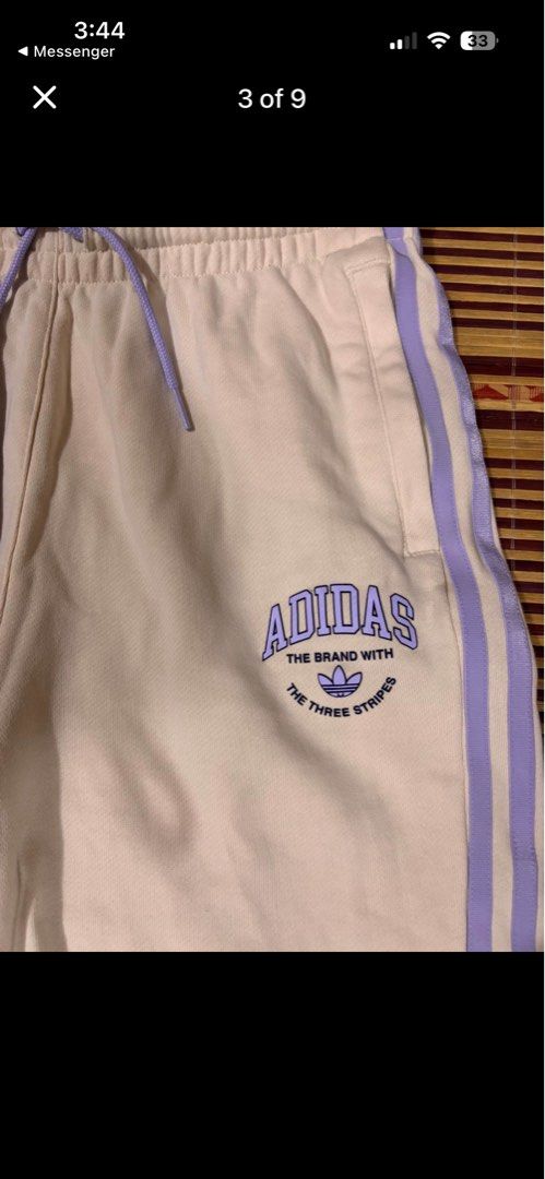 Original Adidas Track Pants (Category: Activewear) located in Manila. Submitted by emssyy_0830 (Listing ID 1462039400, Image 2). Description: Hi, I’m selling my Adidas Cream Track Pants. Its condition is used but good as new. Please feel free to check and verify the product for your assurance. Rfs: Need funds.