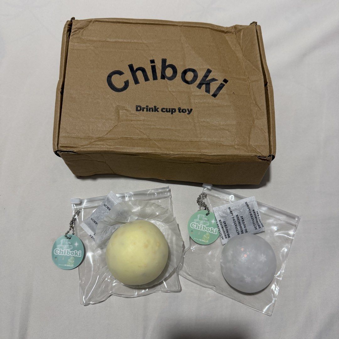 Original Chiboki Crunchy Squishy (Category: Designer & Blind Box Toys) located in Makati City. Submitted by infiniteavenue (Listing ID 1462156761, Image 1). Description: - Set of 2 Original Chiboki drink cup crunchy squishies with box (if getting both) - Includes two squishy balls with keychain bags UPDATE: YELLOW SOLD Extra purchases from Taobao directly. P400 each or get both for P750.