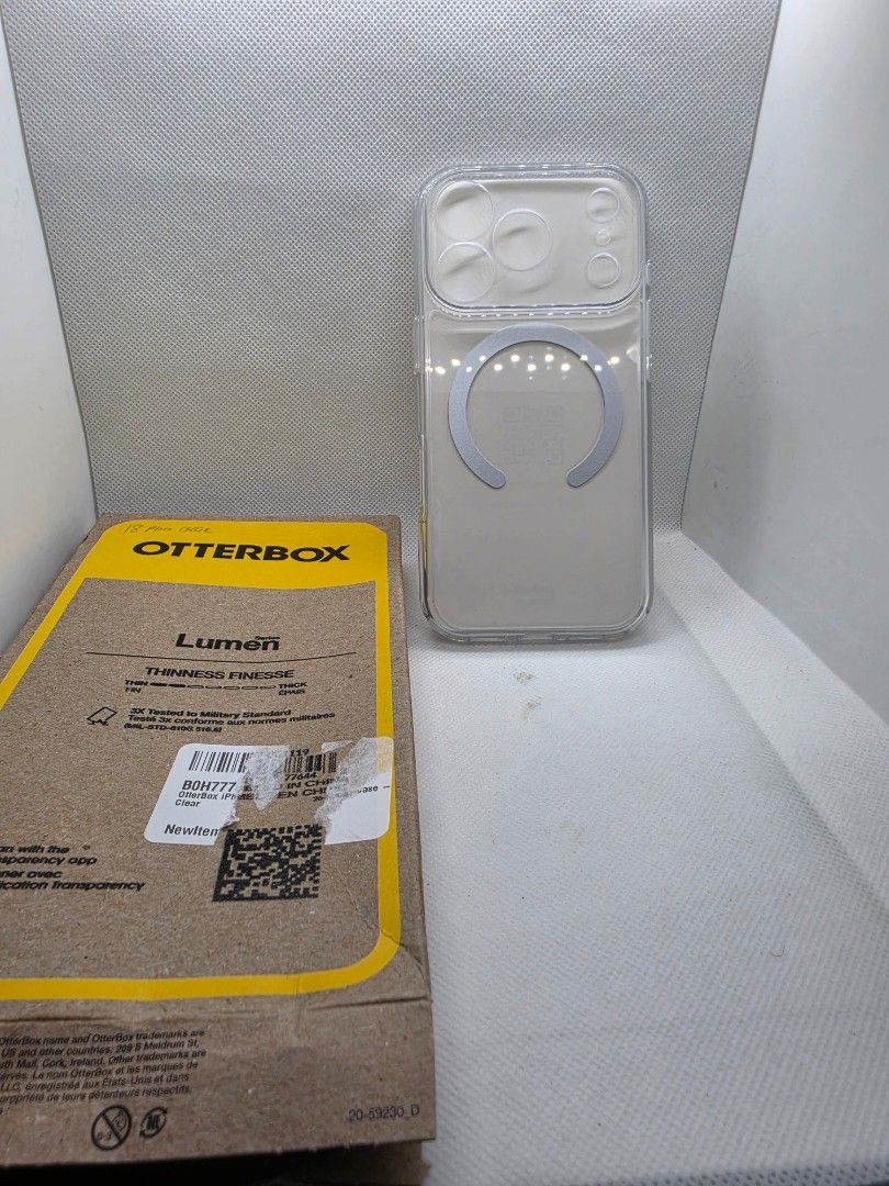 Otterbox lumen case for iphone 18 pro (Category: Cases & Sleeves) located in Las Pinas. Submitted by jhered (Listing ID 1462204525, Image 2). Description: Sale Brandnew Original With magsafe Sale for 3300 Sealed Las pinas area.
