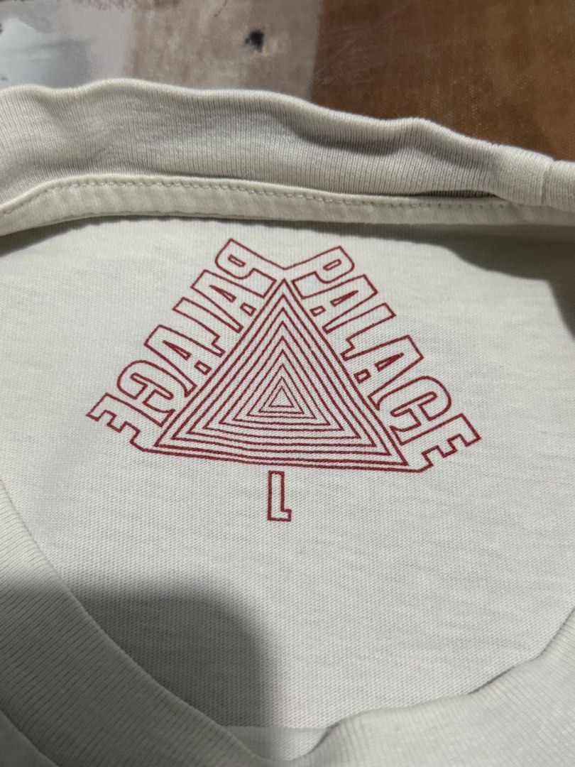 Palace pocket tee (Category: Tshirts & Polo Shirts ) located in Las Pinas. Submitted by thrftmnl. (Listing ID 1462050448, Image 3). Description: Palace pocket tee Size: Large Dimes Width: 21 Length: 28 Issue: yellow stain and pinhole.