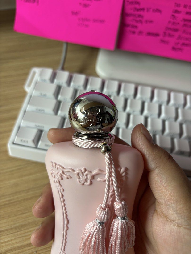 Parfums de Marly Delina Eau de Parfum 75ml (Category: Fragrance & Deodorants) located in Manila. Submitted by nikkidrea (Listing ID 1462112818, Image 2). Description: -Parfums de Marly Delina Eau de Parfum - 75ml bottle - Includes original box - Exquisite and beautiful scent 10% used. long lasting..