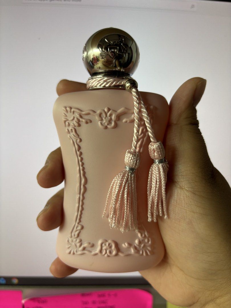 Parfums de Marly Delina Eau de Parfum 75ml (Category: Fragrance & Deodorants) located in Manila. Submitted by nikkidrea (Listing ID 1462112818, Image 1). Description: -Parfums de Marly Delina Eau de Parfum - 75ml bottle - Includes original box - Exquisite and beautiful scent 10% used. long lasting..