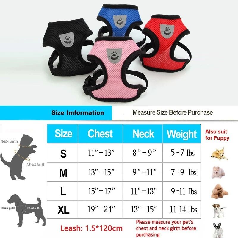 Pet mesh harness with leash (Category: Health & Grooming) located in Caloocan City. Submitted by mysticforest_f03926 (Listing ID 1462094372, Image 3). Description: Pet mesh harness with leash Small: P120 Medium: P135 Large: P150 Includes: - 1x Breathable Mesh Harness - 1x Nylon Leash (120cm) Details: - Material: Soft breathable mesh - presko kahit mainit - Size: S / M / L (pm your dog's chest size) - Adjustable strap - sakto sa katawan - Velcro +