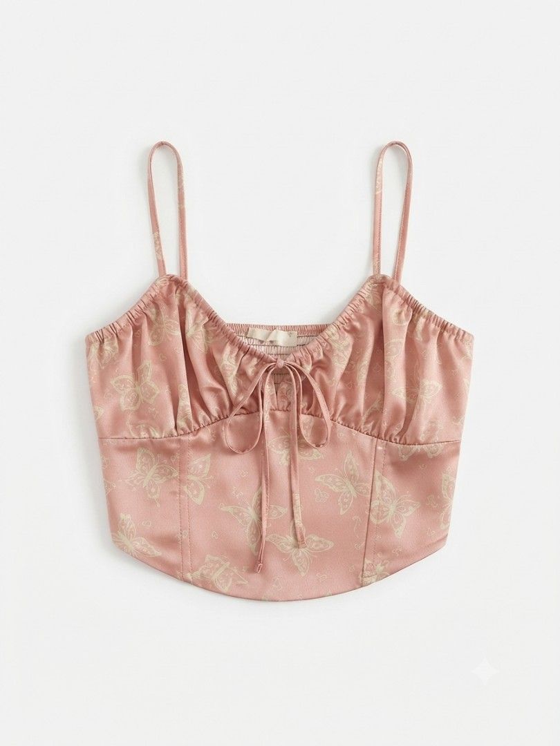 Pink butterfly top (Category: Sleeveless) located in Manila. Submitted by yraeclub (Listing ID 1462064093, Image 1). Description: ♡ size: S-M.
