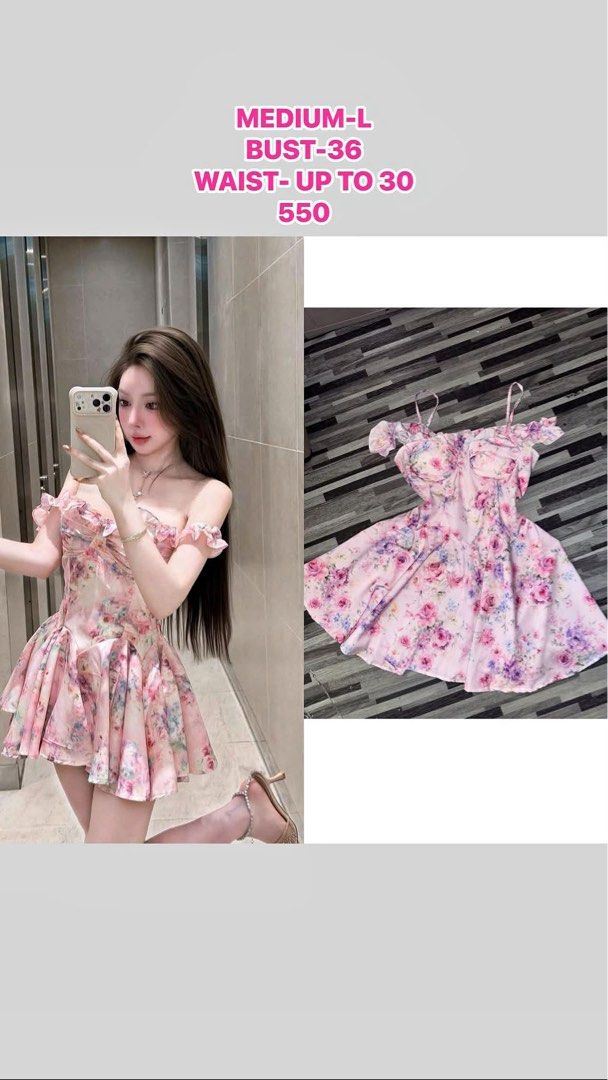 Pink Floral Ruffle Off-Shoulder Mini Dress (Category: Dresses) located in Caloocan City. Submitted by niki.niki. (Listing ID 1462257521, Image 2). Description: - Adorable pink floral mini dress - Features charming ruffle details on neckline and sleeves - Stylish off-shoulder design with thin straps - Flattering A-line skirt for a beautiful silhouette - Ideal for parties, dates, or a night out - Fits medium to large sizes.