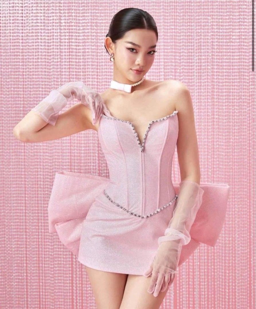 vietnam pink bow mini dress (Category: Dresses) located in Las Pinas. Submitted by lodss91453 (Listing ID 1462189707, Image 1). Description: for sale not rent small waist 27-28 - Cute pink sparkly corset dress - Sweetheart neckline with beaded trim - Short skirt with a large bow detail - Comes with a matching pearl choker - Includes sheer gloves - Ideal for parties or special events.