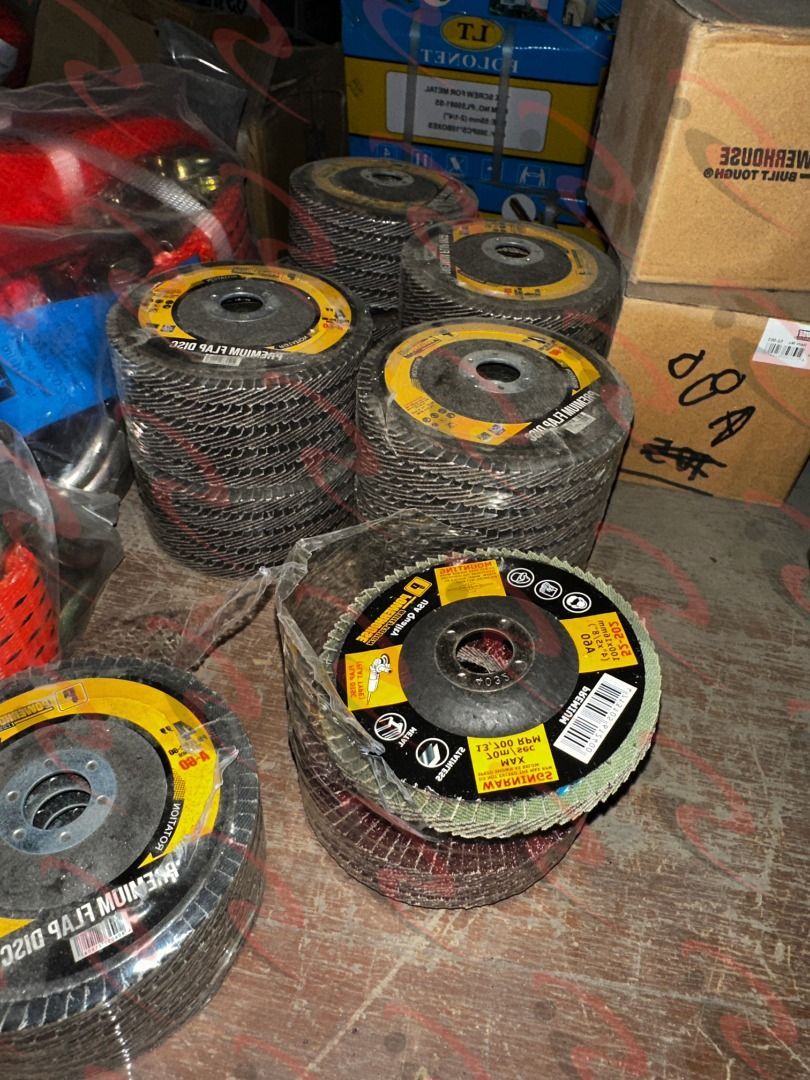 Powerhouse & BHawk Flap Discs - A-60 to A-120 (Category: Office Furniture & Fixtures) located in San Pablo. Submitted by ultrasteelspc (Listing ID 1462051876, Image 1). Description: ⚙️ POWERHOUSE & BHAWK FLAP DISCS – A-60 TO A-120 Flap discs for grinding, smoothing, deburring and surface preparation in metal fabrication, repair, maintenance and general workshop applications. 🔥 AVAILABLE PRODUCTS: A-60 – Coarser Grinding & Material Removal • Powe