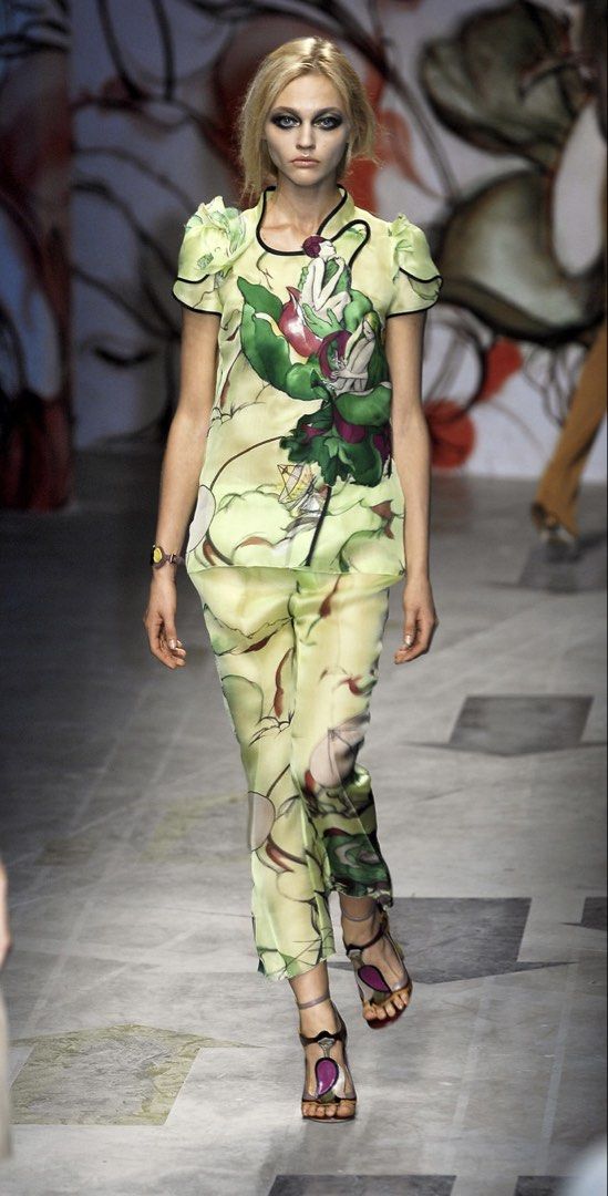 Prada Silk Printed Pants (Category: Luxury Apparel) located in Quezon City. Submitted by raccoonfur (Listing ID 1462140935, Image 1). Description: Prada Spring 2008 James Jean fairy silk pants. Iconic piece for collectors. Has some tiny holes and repaired seams. Great condition nonetheless. Side tag removed. Flat measurements: Waist 43cm/17in Hips 50.75cm/19.8in Length 90cm/35.25in Inseam 65cm/25.5in Hem opening 21cm/8.3in Crotch 26cm/10.25in.