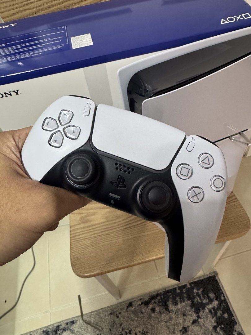 PS5 Slim 1TB Disc version with 1 controller + nba and box (Category: PlayStation) located in Pasig City. Submitted by robbiseraphin (Listing ID 1462216300, Image 2). Description: 🎮 Selling: PS5 Slim 1TB Disc version + 1 controller and NBA 2k25 + box ✅ Inclusives: - PS5 Slim 1TB (never been opened or repaired) - latest firmware - 1 dualsense controller - NBA 2k25 CD - complete wires (HDMI and power chord) - with box 📅 Purchased 2025 February 🧾 