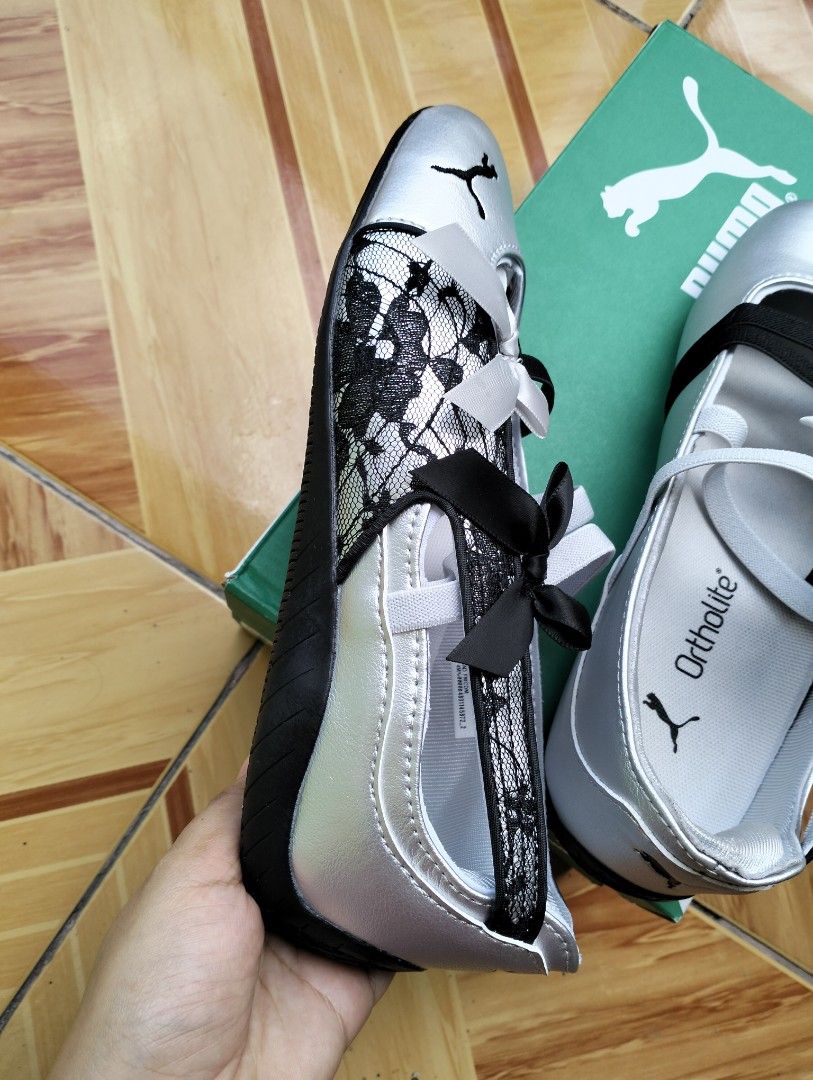 Puma Speedcat Ballet Lace Shoes (Category: Flats & Sandals) located in Manila. Submitted by geianna24 (Listing ID 1462082135, Image 3). Description: PUMA Speedcat Ballet Lace Women’s Selling Price: ₱4000 — Negotiable for sure buyer Details: PUMA Speedcat Ballet Lace Black, White & Silver With ribbon/bow detail With PUMA box Ortholite insole Size: UK 6 / EUR 39 / US Women’s 8.5 / 25 cm Made in Vietnam Style Code: 409009-01 Good condition and well-