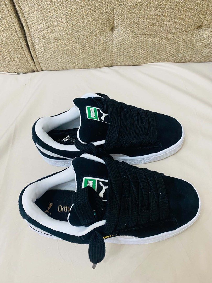 Puma Suede XL Trainers (Category: Sneakers) located in Cabuyao City. Submitted by aj123qt (Listing ID 1462157343, Image 3). Description: Classic black Puma Suede XL sneakers. White accents on the side and sole. Thick black laces. Ortholite insole for comfort. Great for casual wear. Good condition, check photos for details..