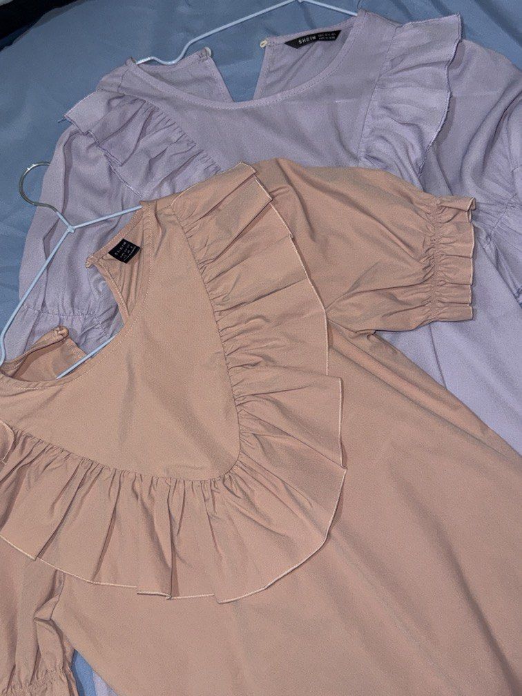 Purple and Pink Ruffled tops (Category: Blouses) located in Manila. Submitted by jannine_closet (Listing ID 1462188255, Image 1). Description: 2 for 299.