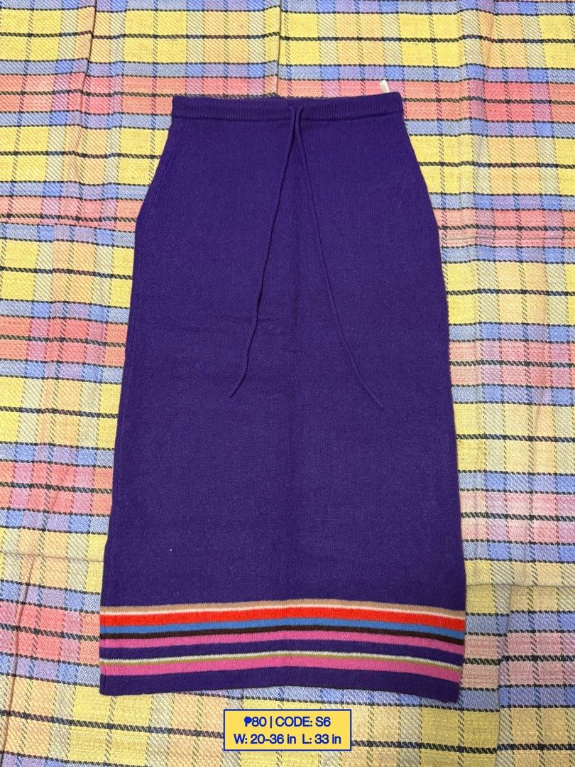 Purple Knit Stripes Maxi Skirt (Category: Skirts) located in Baliuag. Submitted by from.linea (Listing ID 1462078748, Image 1). Description: W: 20-36 in L: 33 in.
