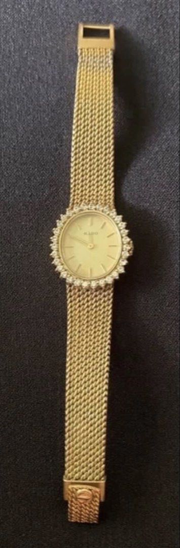Rado Gold Tone Diamond Bezel Watch (Category: Women's Watches) located in Muntinlupa City. Submitted by bloo_berry (Listing ID 1462147772, Image 3). Description: - Vintage Rado Watch - Oval Face - Diamond Bezel - Gold Tone Mesh Strap - Model Number: 332.7757.2 - Serial Number: 15600373 - manual wind - Bracelet approximately 6 inches ₱26,850 Selling as is. This is a vintage watch from my personal collection and may no longer tell accurate time. Pl