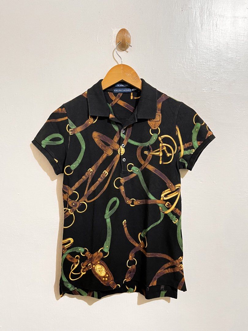 RALPH LAUREN BELTING PRINT POLO (Category: Activewear) located in Sagay. Submitted by jan_arvene (Listing ID 1462103673, Image 2). Description: 📌 Ralph Lauren belting print stretch pique polo Small for wmns 23” length 24” back length 17.5 width Good condition and color rate Pm.