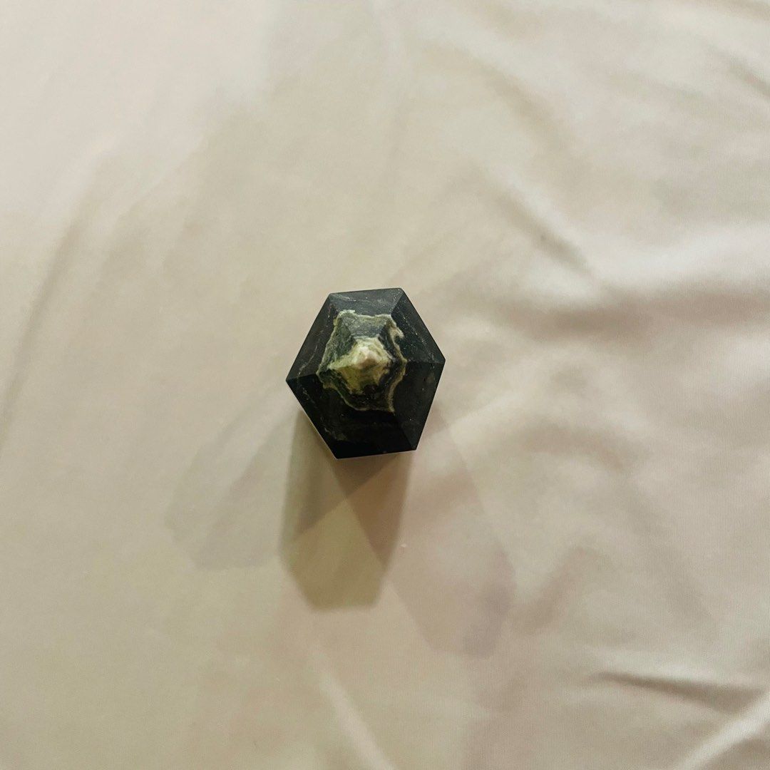 Rare! Authentic Bumblebee Jasper Crystal Point Tower (Category: Other Home Decor) located in Quezon City. Submitted by travelstylelove (Listing ID 1462103191, Image 2). Description: Eye-catching polished crystal tower featuring stunning natural yellow, black, cream, and gray patterns that resemble a miniature landscape. The vibrant golden-yellow tones contrast beautifully with the darker upper section, making this a striking display piece for a d