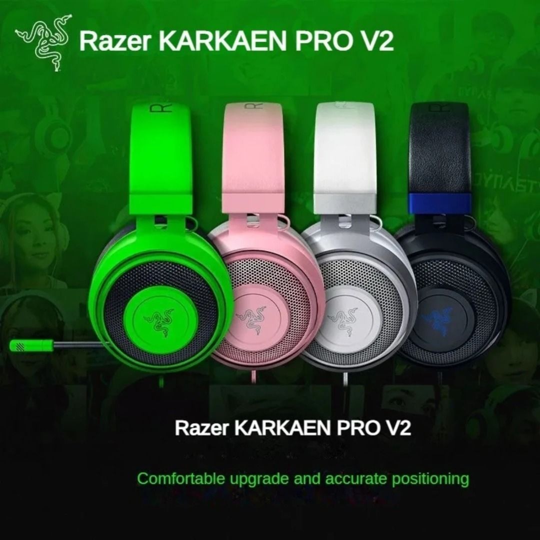Razer Kraken Pro V2 Wired Gaming Headset 3.5mm Over‑Ear Headphones 50mm Driver Retractable Mic for PC PS4 Xbox Gamer （分類：耳機）位於 Hong Kong。 由 vastocean-6969 提交（商品編號 1462067935，圖片 1）。簡介： Department:Unisex-adult High-concerned chemical:none Material:Leather Category:Earphones & Headphones Features:Active Noice Cancelling Is wireless:No Audio latency:1 Control Method:Others Waterproof:Yes whether electrical:No Speaker maximum output power:15 Charging 