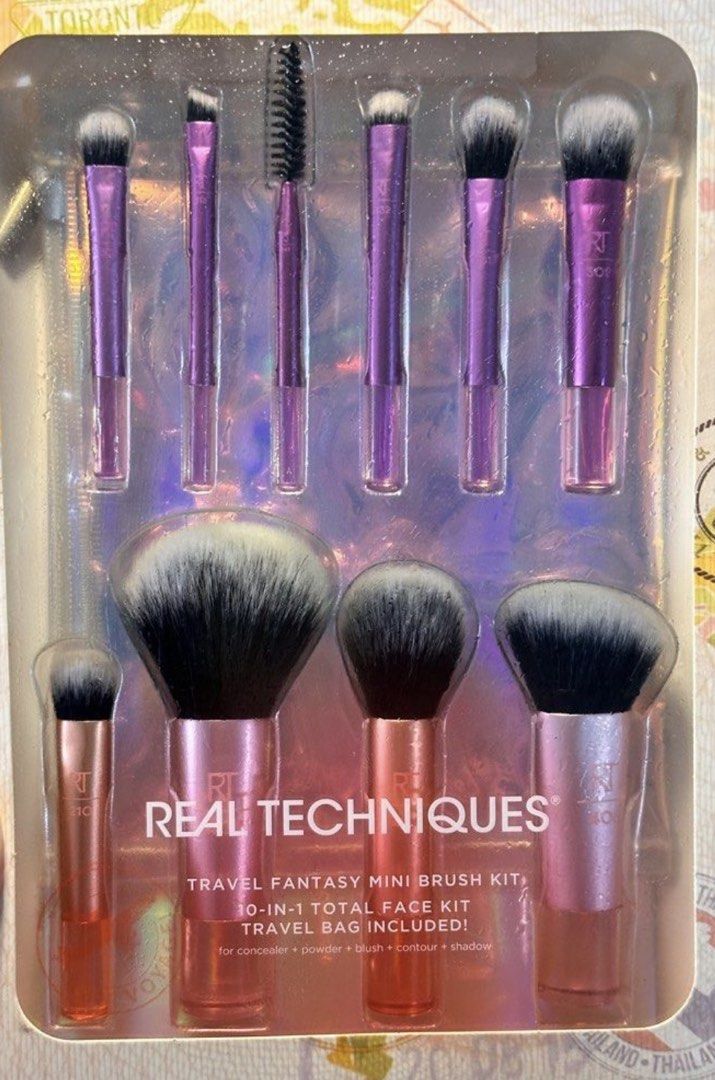 Real Techniques - Selected Mini Brushes + Pouch (Category: Makeup) located in Quezon City. Submitted by toni.rose (Listing ID 1462051397, Image 1). Description: - Real Techniques Travel Fantasy Mini Brush Kit - Only selected brushes for sale - Please see 2nd photo (marked X not included) - Comes with a mini makeup bag - Bought from Real Techniques La_za_ Mall in August 2026 - RFS: Got a new brush gift.