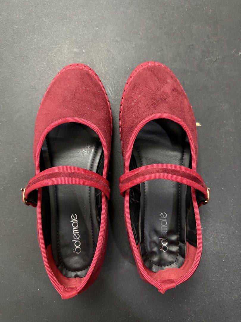 Red Suede Mary Jane Flats (Category: Flats & Sandals) located in Bulacan. Submitted by maggui (Listing ID 1462193749, Image 3). Description: - Used thrice - soft insole RFS: I have too much red shoes lol .
