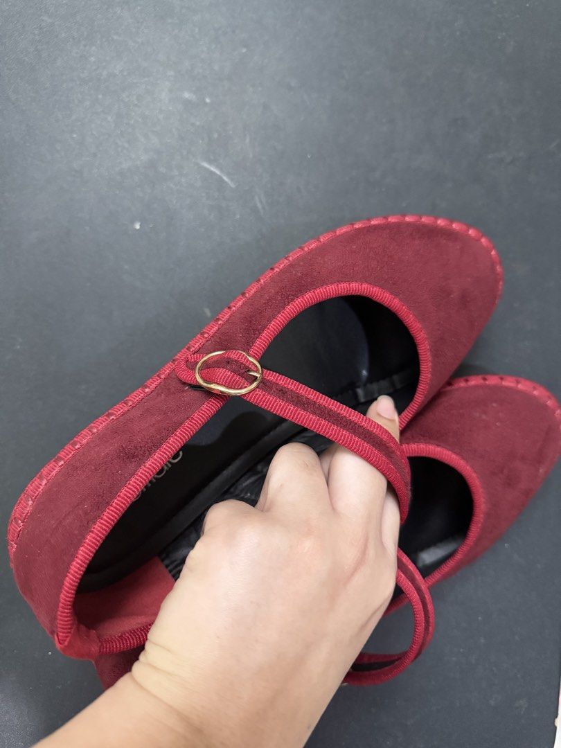 Red Suede Mary Jane Flats (Category: Flats & Sandals) located in Bulacan. Submitted by maggui (Listing ID 1462193749, Image 2). Description: - Used thrice - soft insole RFS: I have too much red shoes lol .