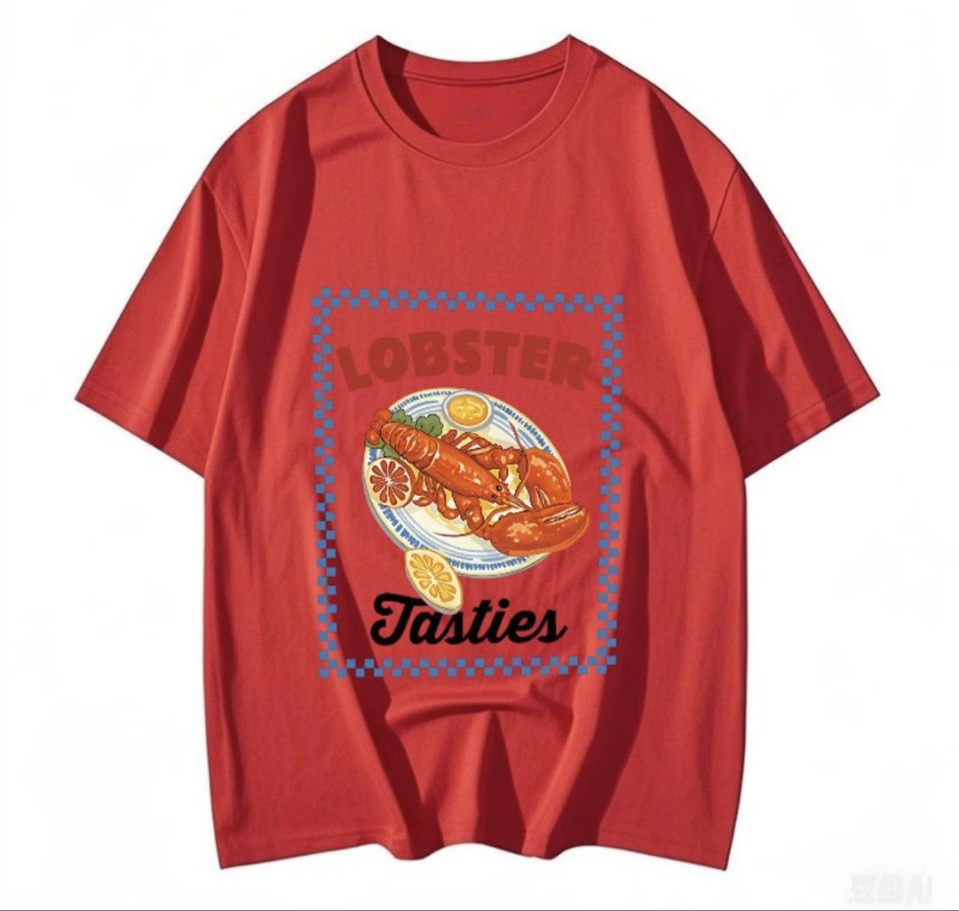 Red T-shirt with Lobster (Category: Tshirts & Polo Shirts ) located in Pasig City. Submitted by ilmsf (Listing ID 1462174170, Image 1). Description: Unisex Cotton Soft fabric Size: XL ( oversized shirt ) .