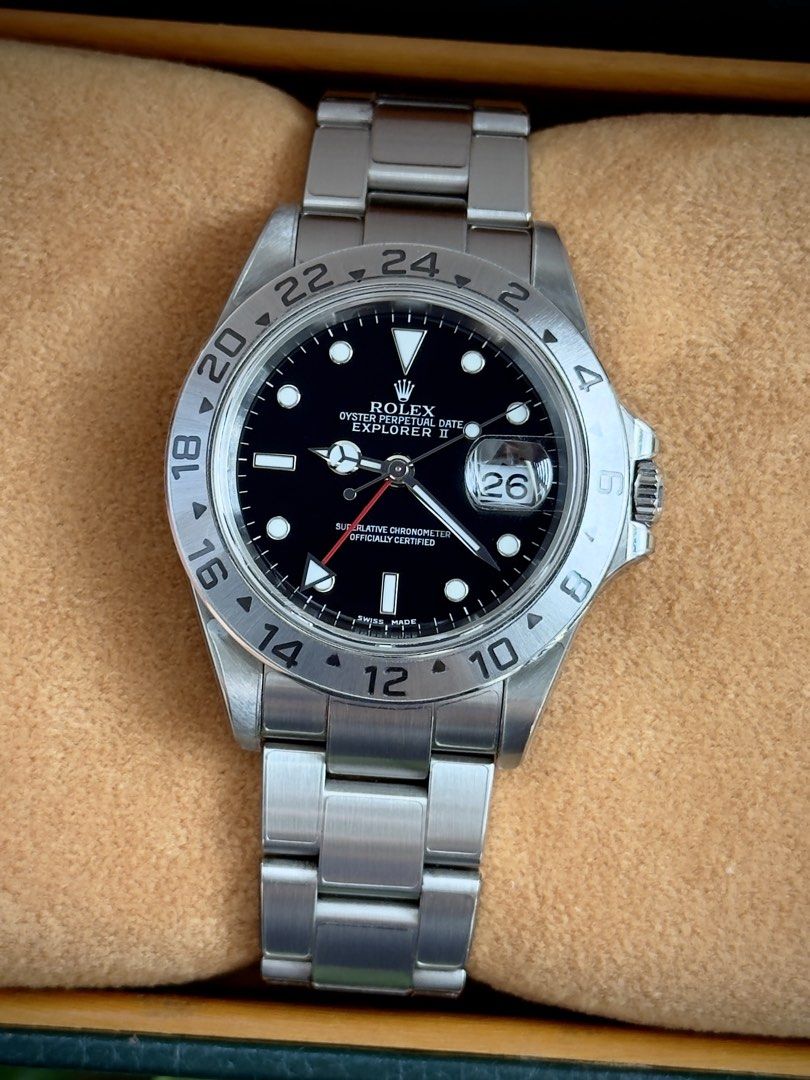 Rolex Explorer II Black Dial (Category: Luxury Watches) located in Las Pinas. Submitted by luxetrendph (Listing ID 1462199819, Image 2). Description: Rolex Explorer II Black Dial Reference 16570 Mint Condition / Full PPF Installed Box and Papers / Year 2003 Php 458,000 Open to trade with selected timepieces. Authentication always welcome..