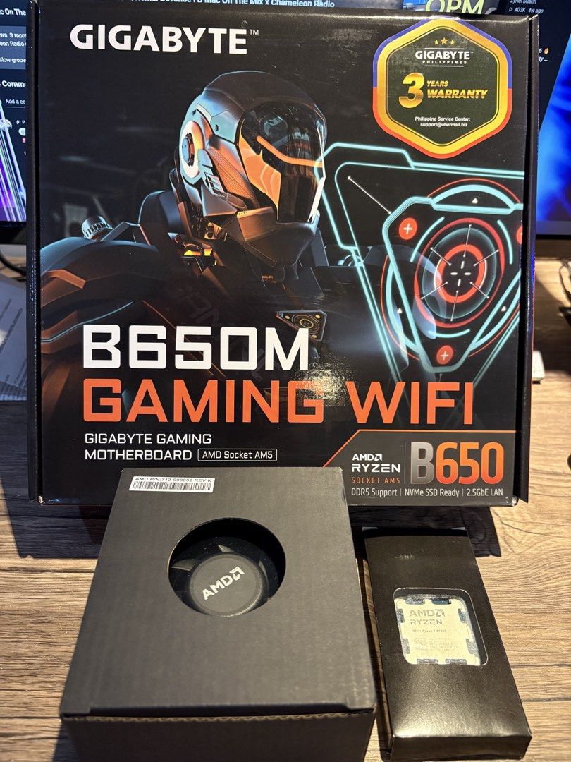 Ryzen 7 8700 F + B650M | Bundle (Category: Computer Parts) located in Bacoor. Submitted by worldofroyals.ph (Listing ID 1462103413, Image 1). Description: RYZEN 7 8700 F + B650M BUNDLE AMD Ryzen 7 8700F - 8C/16T - 5.0GHz Boost - AM5 Gigabyte B650M Gaming WiFi - DDR5 - WiFi + BT - mATX Perfect match Brand New with 1 yr warranty We can meet up if within Bacoor Cavite and near at SM Mall of Asia/Ayala Mall Manila Bay *Available for COD/COP via LBC (