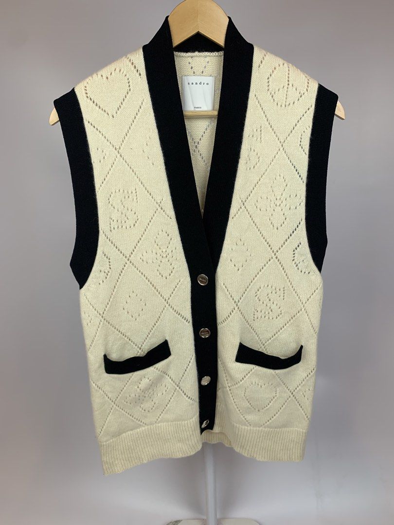 Sandro Oversized Sleeveless Coatigan (Category: Luxury Apparel) located in Bacolod City. Submitted by heldatelier_ (Listing ID 1462082474, Image 2). Description: •Excellent Condition •Authentic •Color rate 9.6/10 •Tagged: 0 Width: 17.5 Length: 28 •No issue DIOR LOUIS VUITTON GUCCI PRADA CHANEL BALENCIAGA BURBERRY FENDI CELINE YSL GIVENCHY VALENTINO BOTTEGA VENETA AMIRI OFF-WHITE MONCLER VERSACE DOLCE & GABBANA HERMÈS SANDRO ISABEL MARANT MIU MIU 