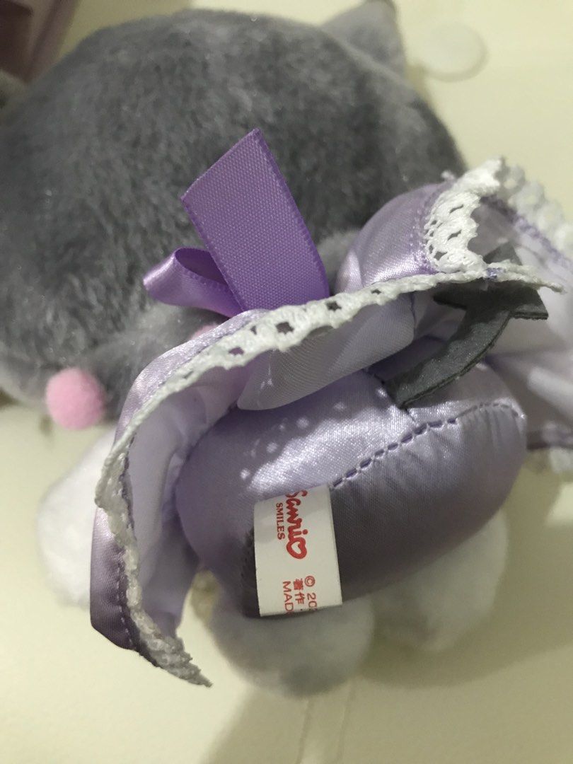 Kuromi Twinkle Bijou (Category: Plushies & Soft Toys) located in Manila. Submitted by hearthearty (Listing ID 1462182807, Image 2). Description: Selling as is No necklace & No ribbon included Box with damage at the corner Plush condition 10/10 - Dressed in a cute purple dress - Comes with its original - Soft, grey plush with charming purple bows - A must-have for any Sanrio enthusiast - Makes a fantastic gift idea.