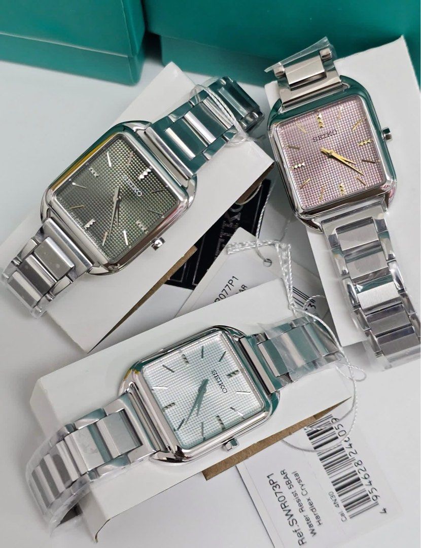 Seiko Watch Ref.SWR073P1 (Category: Women's Watches) located in Pateros City. Submitted by omniabeautyph. (Listing ID 1462121544, Image 1). Description: ✨ SEIKO LADIES’ WATCHES — BRAND NEW ✨ Elegant, timeless, and perfect for everyday wear or gifting. 💖 Authentic Seiko watches with a classic rectangular design and stainless-steel bracelet. 📌 Brand: SEIKO 📌 Condition: Brand New / Never Worn 📌 Movement: Quartz 📌 Bracelet: Stainless Steel 📌 De