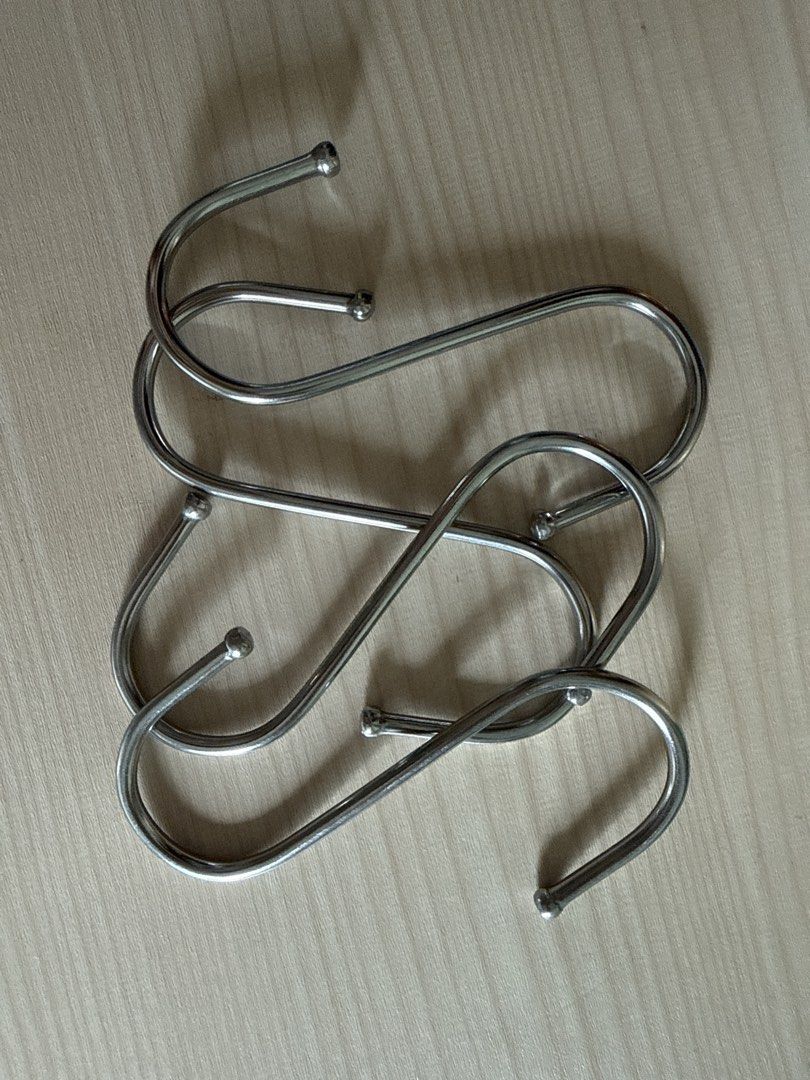 Set of 4 Metal S Hooks (Category: Craft Supplies & Tools) located in Mandaluyong City. Submitted by merisellsyouwhat (Listing ID 1462065784, Image 1). Description: - Set of 5 durable metal S hooks - Ideal for hanging pots, pans, tools, and other items - Great for kitchen, closet, or garage organization - Strong and built to last - Ready for immediate shipping FREE IF BUYING ITEMS 500 in total.