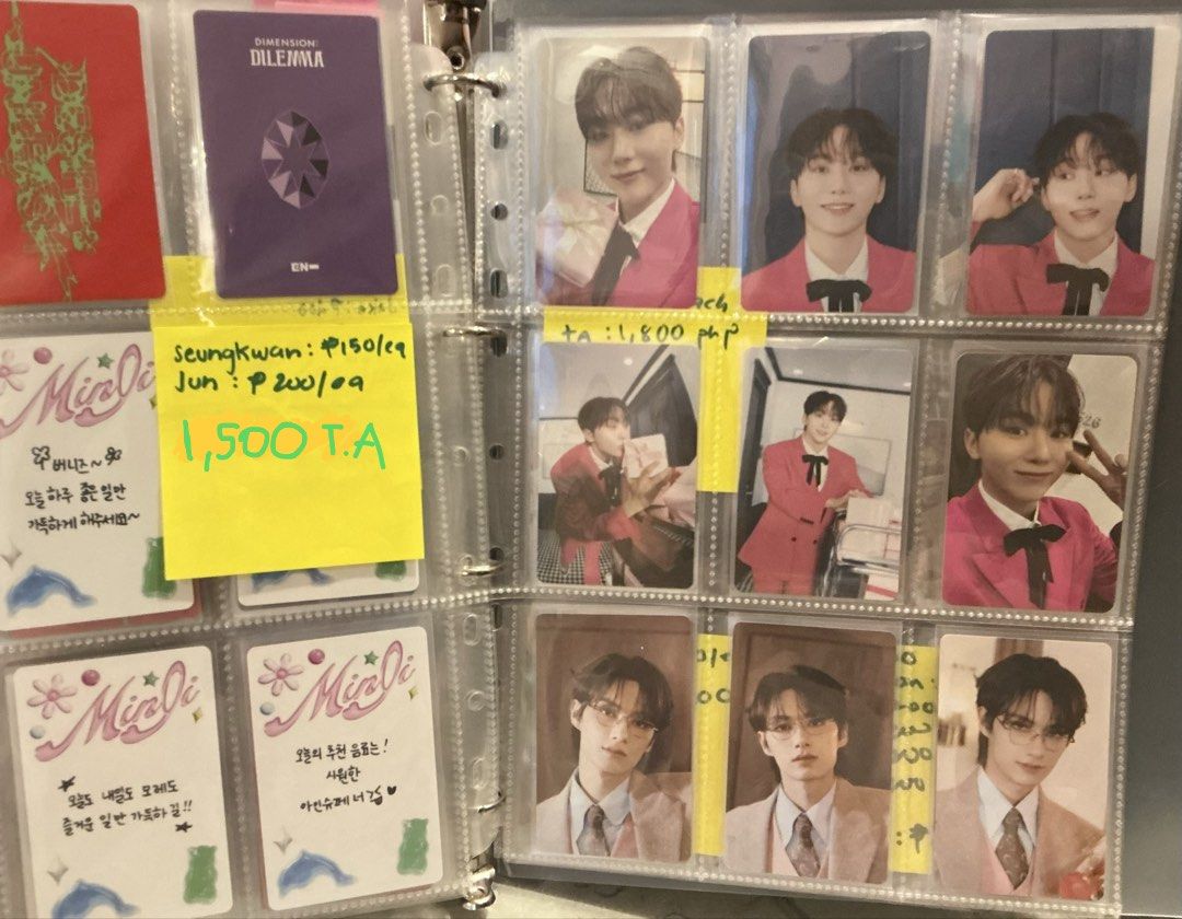 Seventeen OFFICIAL Photocards (Category: K-Wave Merchandise) located in Pasig City. Submitted by kgc1109 (Listing ID 1462133060, Image 1). Description: prices range from 150-200 (pls refer to the pics shown above) MINIMUM of 3 PCS (to not waste packaging) official photocards! great for carats collecting pcs <3.