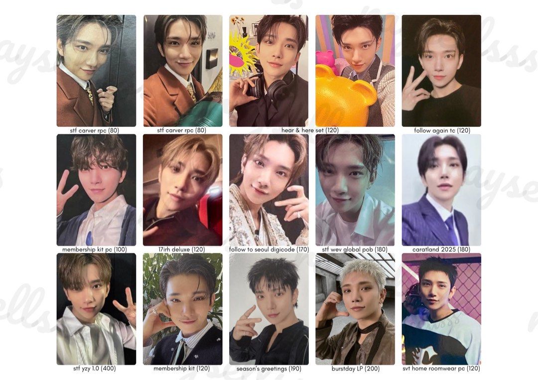 seventeen photocards (95z) (Category: K-Wave Merchandise) located in Manila. Submitted by raysellsss (Listing ID 1462123947, Image 3). Description: mop: payo or dop (3 weeks, 30% nrdp) mod: direct jnt location: iloilo city ratio: any member except jeongcheol minwon.