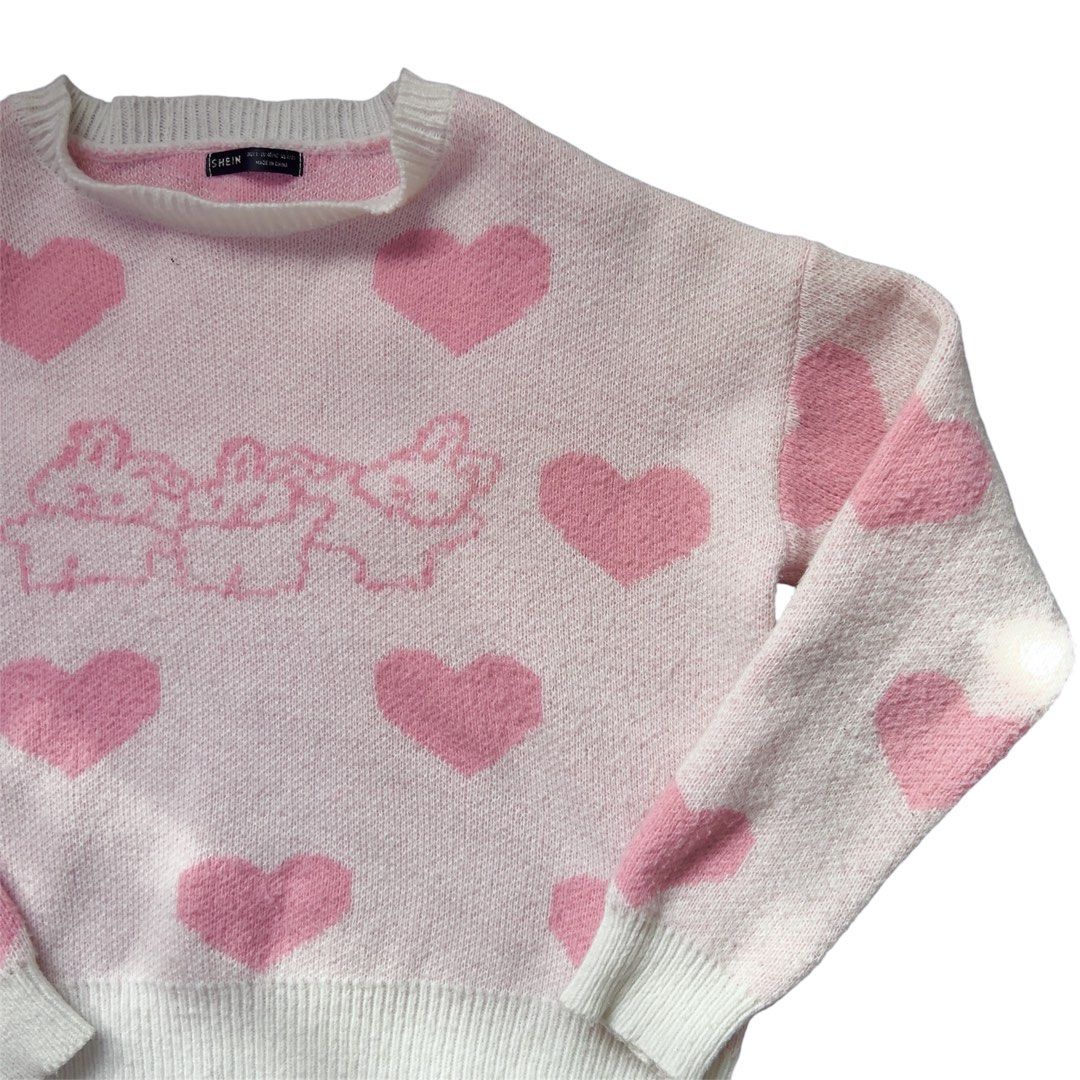SHEIN Pink Knitted Sweater (Category: Coats, Jackets and Outerwear) located in Makati City. Submitted by november122005 (Listing ID 1462107217, Image 2). Description: size: l issue: N/A location: bangkal, makati payment: gcash/bank transfer mod: j&t (buyer will shoulder SF).