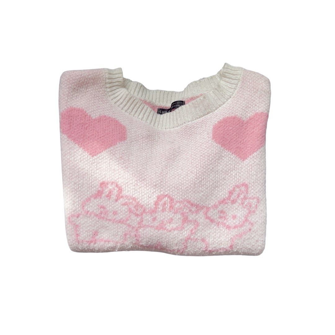SHEIN Pink Knitted Sweater (Category: Coats, Jackets and Outerwear) located in Makati City. Submitted by november122005 (Listing ID 1462107217, Image 3). Description: size: l issue: N/A location: bangkal, makati payment: gcash/bank transfer mod: j&t (buyer will shoulder SF).