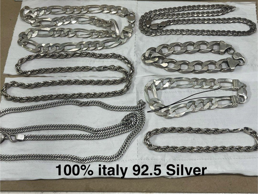 Silver 925 italy 150perGram (Category: Jewelry) located in Manila. Submitted by jeferrer (Listing ID 1462061882, Image 1). Description: For Sale 100% Silver 100% no issue 150pesos per Gram Only Maganda investment po yan Tumataas pa Silver Value.