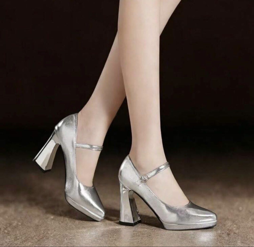 Silver Mary Jane Heels (Category: Heels) located in Cavite. Submitted by cha____r (Listing ID 1462120051, Image 1). Description: Silver Heels Size: EU 39 Height: 4 inches Structure is still pristine, barely any crease on the exterior, you can also see from the bottom of the shoes that it’s only used once and indoor ☺️ Issue: Minor rub on some parts which appeared to be white dots (honestly not so noticeable in person) Used only once during my gra