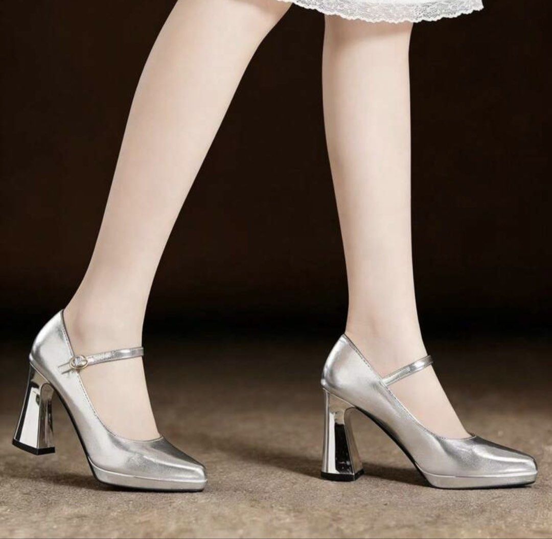 Silver Mary Jane Heels (Category: Heels) located in Cavite. Submitted by cha____r (Listing ID 1462120051, Image 3). Description: Silver Heels Size: EU 39 Height: 4 inches Structure is still pristine, barely any crease on the exterior, you can also see from the bottom of the shoes that it’s only used once and indoor ☺️ Issue: Minor rub on some parts which appeared to be white dots (honestly not so noticeable in person) Used only once during my gra